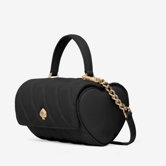 Kate Spade Heart 3D Barrel Quilted Crossbody - Black - Love Shack KK175 - Picture 7 of 10